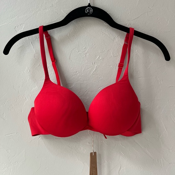 SKIMS ULTIMATE TEARDROP PUSH UP PLUNGE BRA CAYENNE 34C